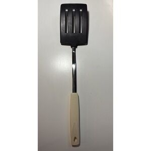 Vtg KOCO 12.5" Slotted Nylon Spatula Turner Flipper Almond Plastic Handle Japan